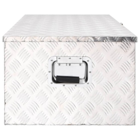 vidaXL Storage Box Silver 100x55x37 cm Aluminium Storage Chest Blanket Box